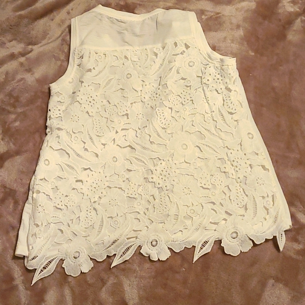 Mystree White Lace Back Tank